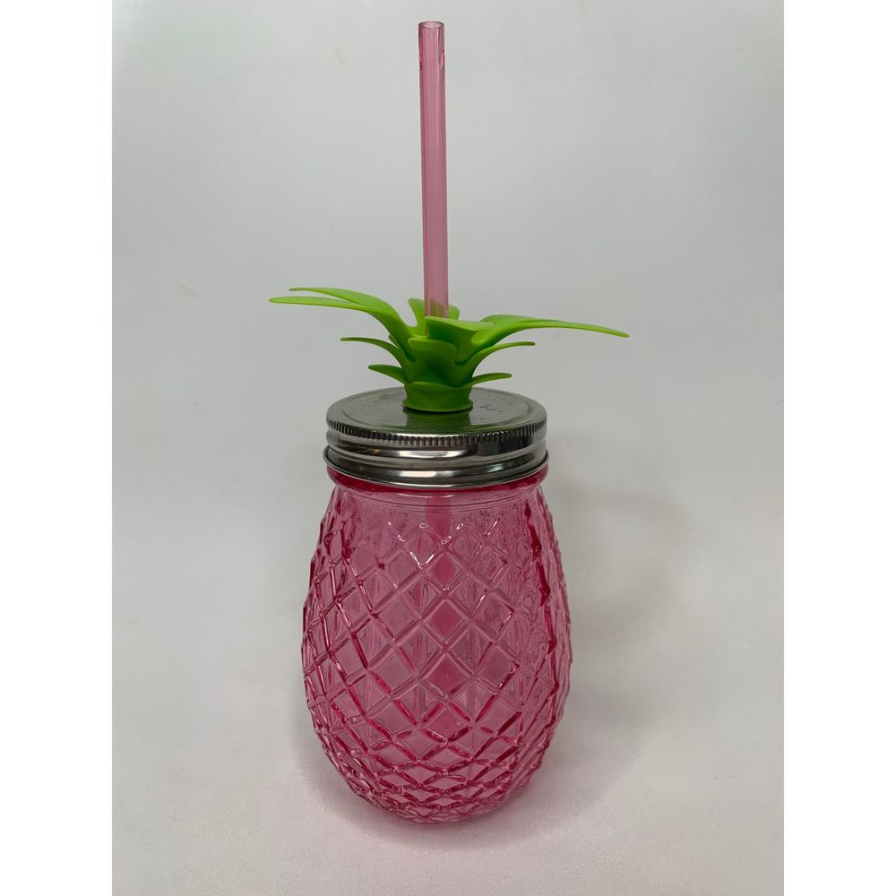 Slant Collections Pink Pineapple Mason Jar Glass